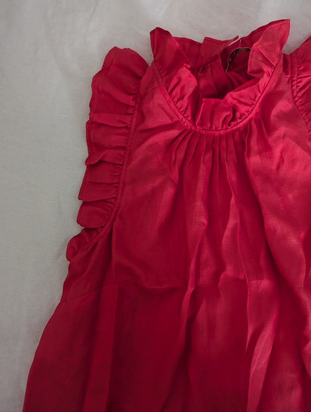 Marie Oliver Silk Cotton Blend Coral Ruffle Neck Sleeveless Blouse Top XS - Picture 3 of 5